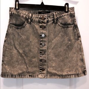 Acid Wash Denim Button Skirt